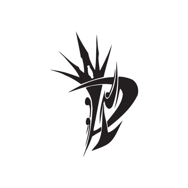 Black vinyl wall decal featuring a spiked tribal emblem