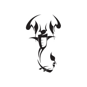 Vinyl wall decal with black tribal flame-like crest design