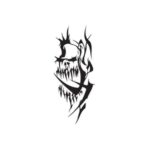 Vinyl wall decal: black skull with flames and jagged teeth