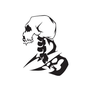 Vinyl wall decal sticker of a black skull with a devil-like figure and claws