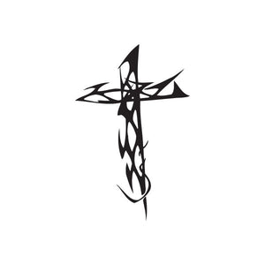 Vinyl wall decal with black twisted cross design