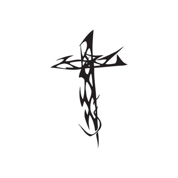 Vinyl wall decal with black twisted cross design