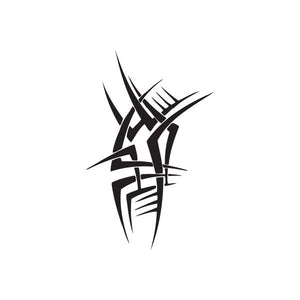 Black twisted metal wall vinyl decal with angular tribal symbol
