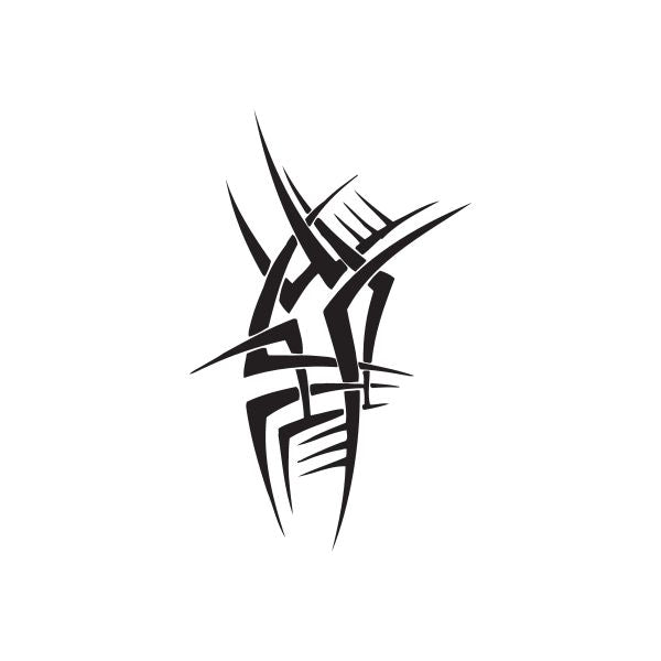 Black twisted metal wall vinyl decal with angular tribal symbol