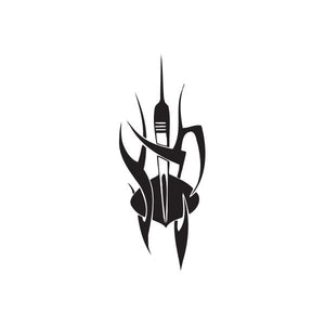 Black wall vinyl decal with spiked helmet emblem