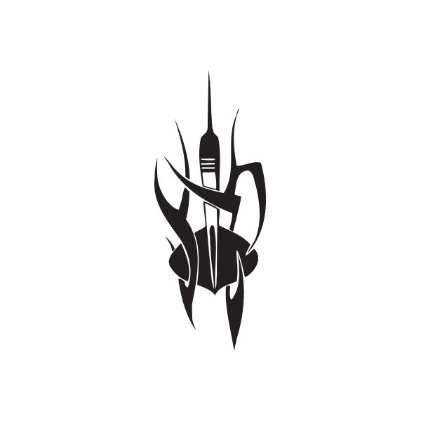 Black wall vinyl decal with spiked helmet emblem