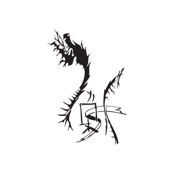 Black metal wall decal featuring a stylized clawed emblem with wings
