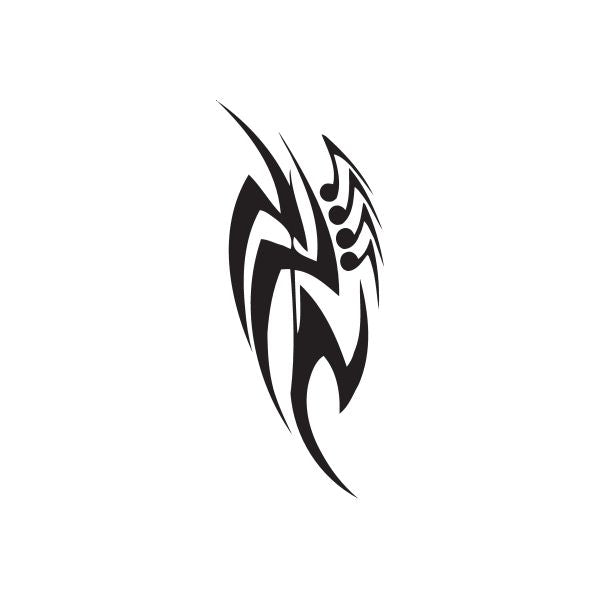 Black stylized tribal flame vinyl wall decal with curved flame shapes