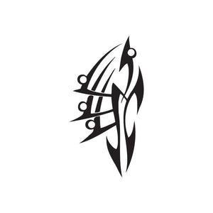 Vinyl wall decal with black stylized flame and tribal dagger design
