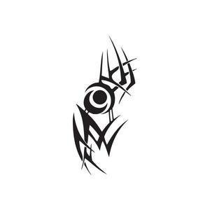 Black stylized eye emblem vinyl wall decal with angular tribal lines