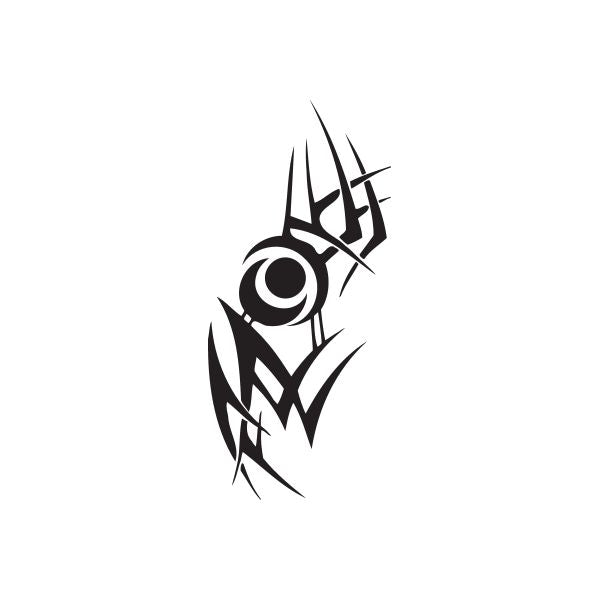 Black stylized eye emblem vinyl wall decal with angular tribal lines