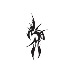Black tribal vinyl wall decal with sharp twisted swirl design
