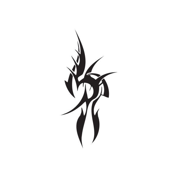 Black tribal vinyl wall decal with sharp twisted swirl design