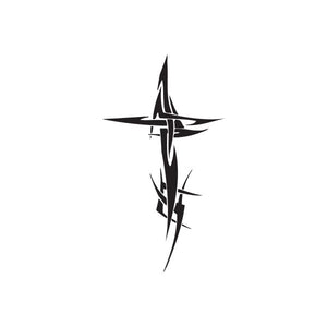 Black twisted metal wall decal with angular star and swirl graphic