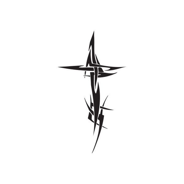Black twisted metal wall decal with angular star and swirl graphic