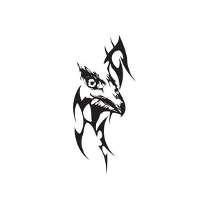 Black tribal dragon vinyl wall decal with sharp lines and horns