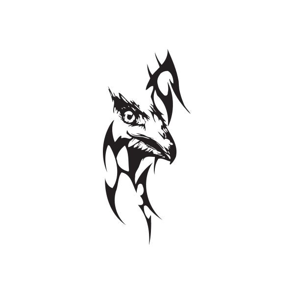 Black tribal dragon vinyl wall decal with sharp lines and horns