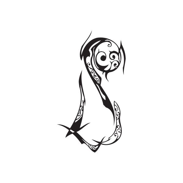 Black yin-yang style animal wall decal with ornate swirl details
