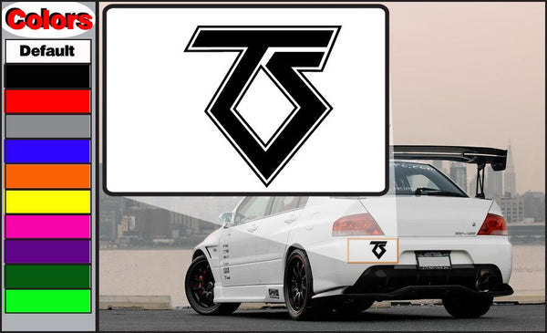 Twisted Sister logo decal in white rectangle with black emblem