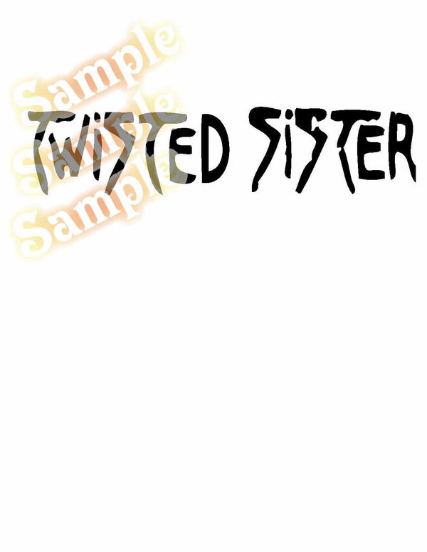 Straight decal with stylized black 'Twisted Sister' lettering