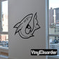 Twisting shark swimming decal in black line art on a light surface