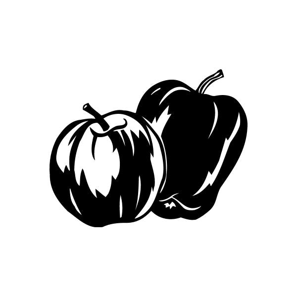 Two apples decal, black apple shapes with stems and leaf outlines