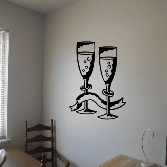 Image of Two Champagne Glasses Toast Wedding Decal