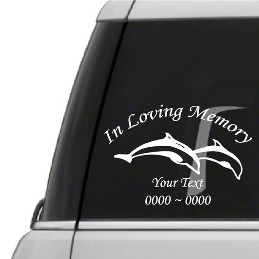 Image of Two Dolphins Custom In Loving Memory Decal