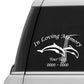 In Loving Memory custom decal with two dolphins on dark window