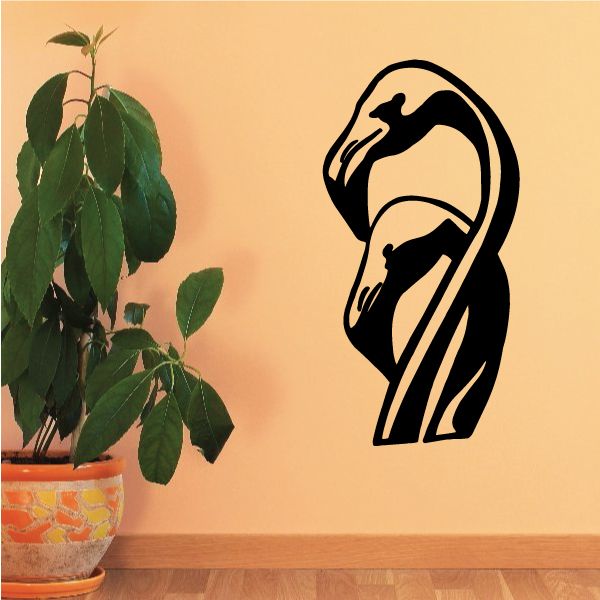 Image of Two Flamingo Heads Decal