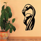 Two flamingo heads wall decal, black outline art