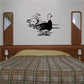 Two geese wall decal, black line-art birds in side view on a light background