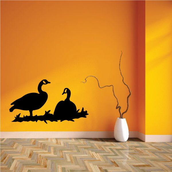 Image of Two Geese on Grass Decal