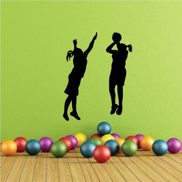 Image of Two Girl Basketball Players Decal