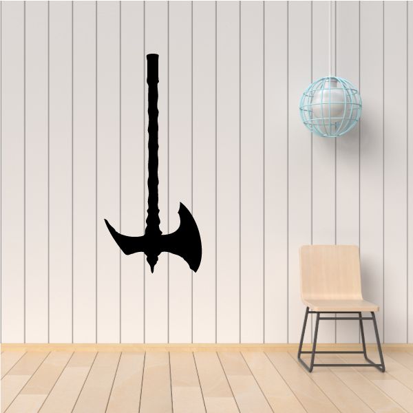 Two-handed axe decal with black axe silhouette