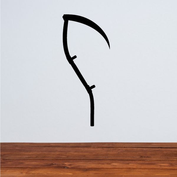 Black two-handed scythe decal silhouette with curved blade and handle