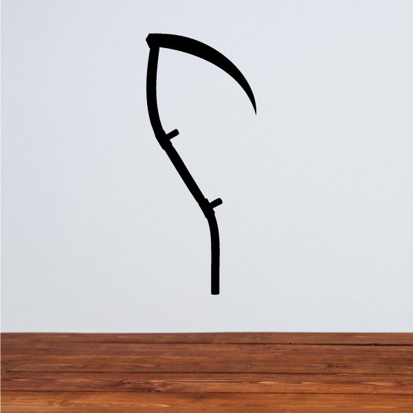 Black two-handed scythe decal silhouette with curved blade and handle