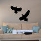Two flying hawk wall decals, black silhouette