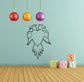 Two-headed decal crest sticker, black outline of eagle-like bird with wings spread