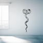 Two-headed snake wall decal, black and white line art, curled vertical design
