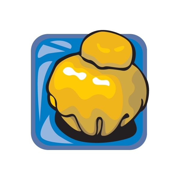 Two-layer cake sticker with yellow cartoon cake and dark outline