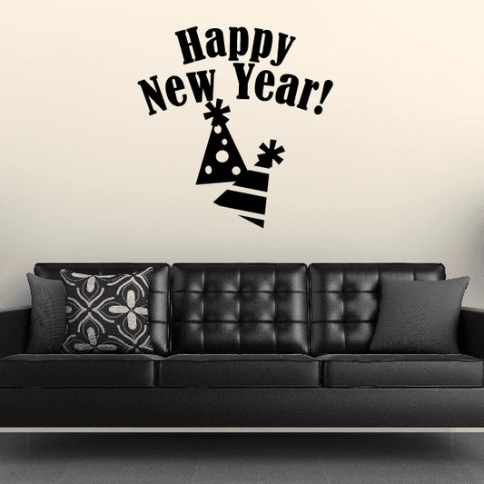 Image of Two Party Hats Happy New Year Decal