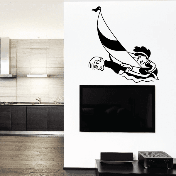 Image of Two People Sailing Wall Decal - Vinyl Decal - Car Decal - MC003