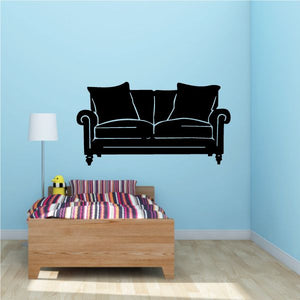 Two-seater couch decal with black silhouette of sofa and cushions