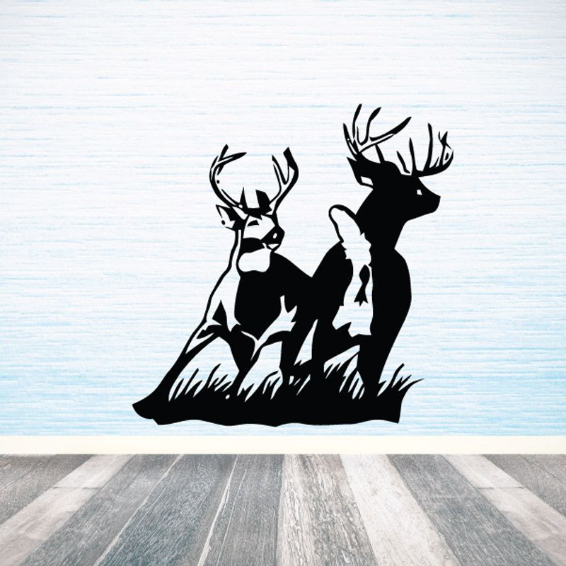 Image of Two White Tail Deers on Grass Decal