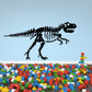 Tyrannosaurus skeleton wall decal, black outline side view with detailed bones