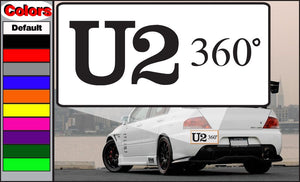 U2360 decal with bold U2 360° lettering on a white rectangular backing