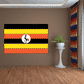 Uganda flag sticker, rectangular design with coat of arms in center