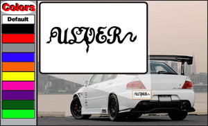 Ulver decal with stylized black lettering on a white backing sheet