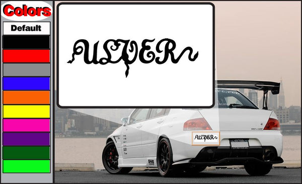 Ulver decal with stylized black lettering on a white backing sheet